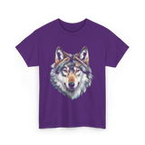 Realistic White Wolf Animal T-Shirt - Purple