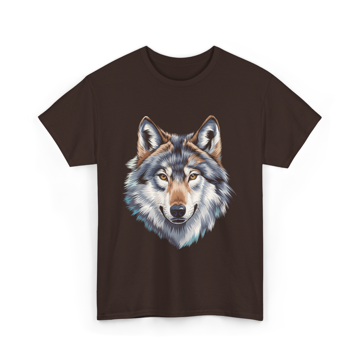 Realistic White Wolf Animal T-Shirt - Dark Chocolate