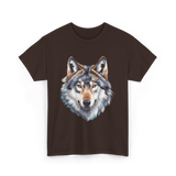 Realistic White Wolf Animal T-Shirt - Dark Chocolate