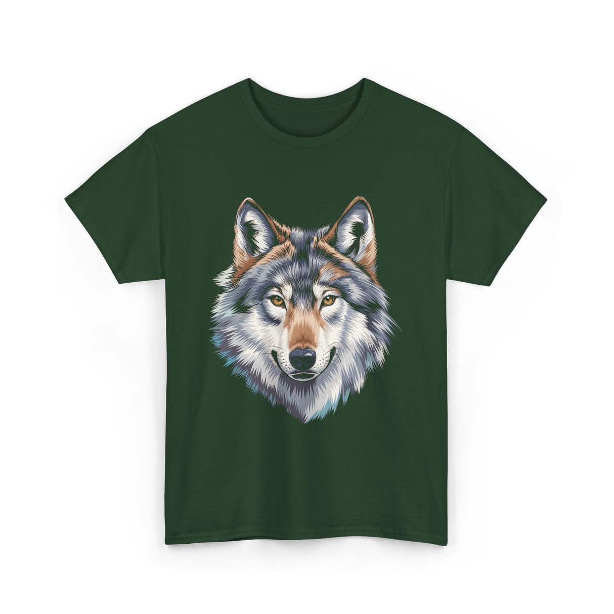 Realistic White Wolf Animal T-Shirt - Forest Green