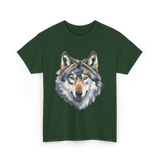 Realistic White Wolf Animal T-Shirt - Forest Green