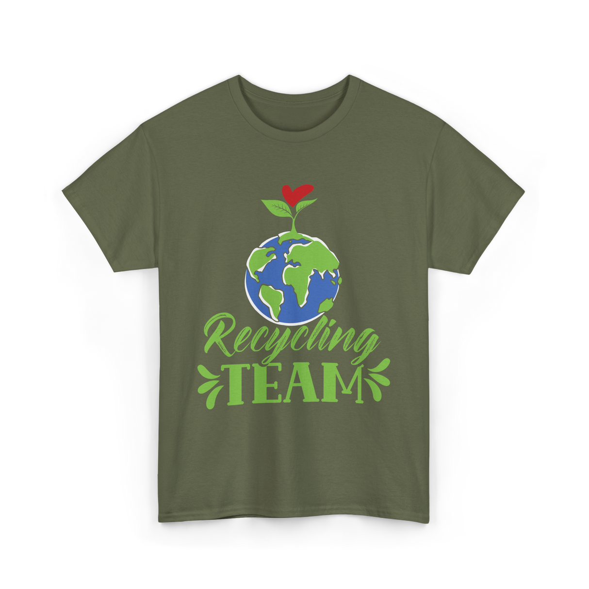 Recycling Team Earth Environment T-Shirt - Military Green