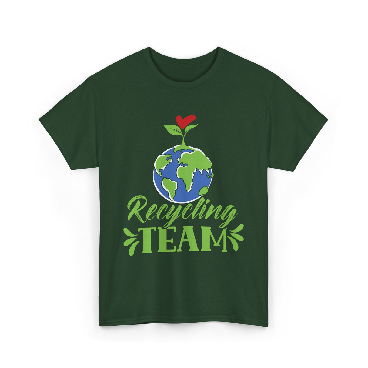 Recycling Team Earth Environment T-Shirt - Forest Green