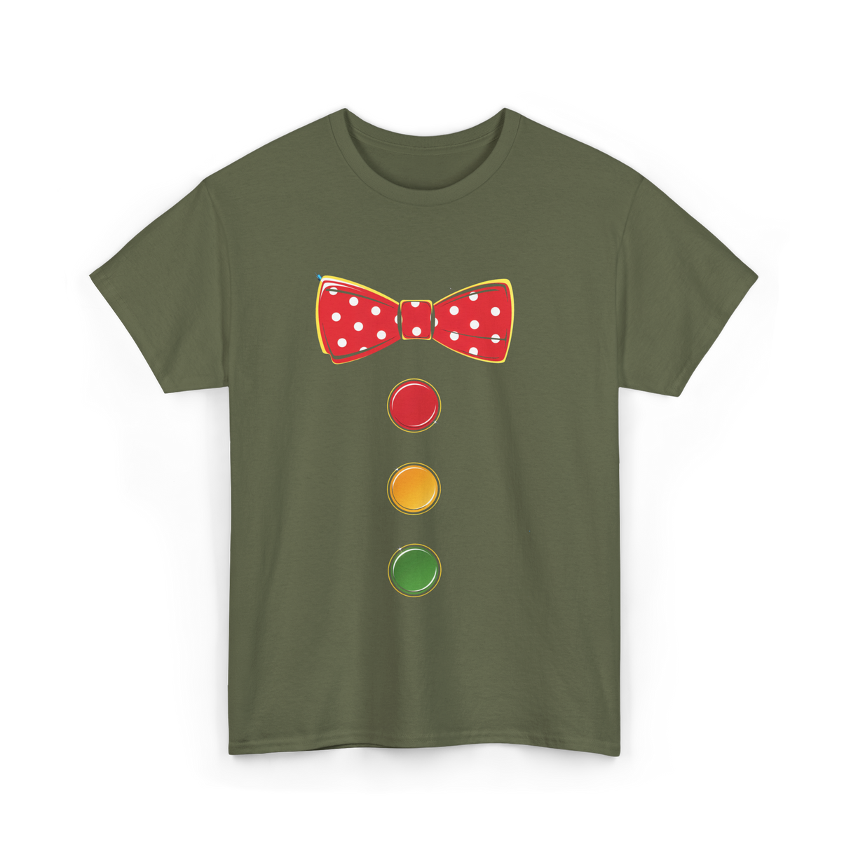 Red Bow Tie Clown Costume T-Shirt - Military Green