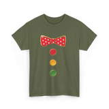 Red Bow Tie Clown Costume T-Shirt - Military Green