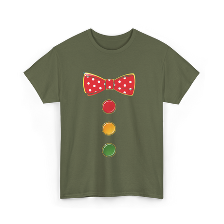 Red Bow Tie Clown Costume T-Shirt - Military Green