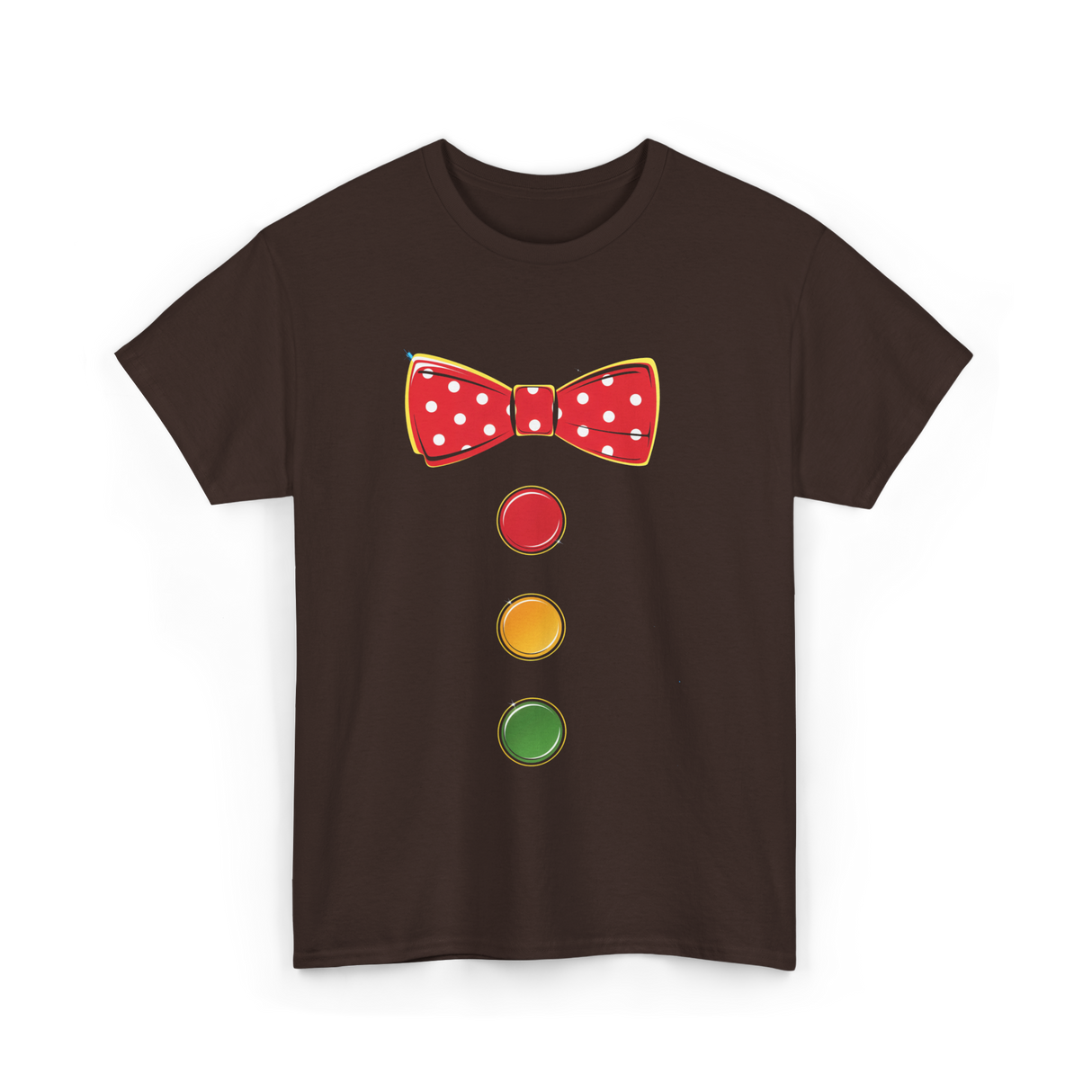 Red Bow Tie Clown Costume T-Shirt - Dark Chocolate