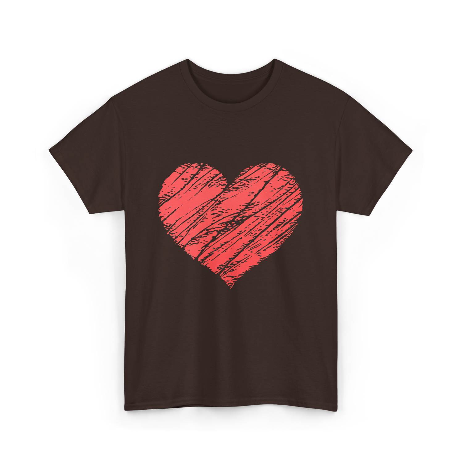 Red Heart Vintage Love T-Shirt - Dark Chocolate