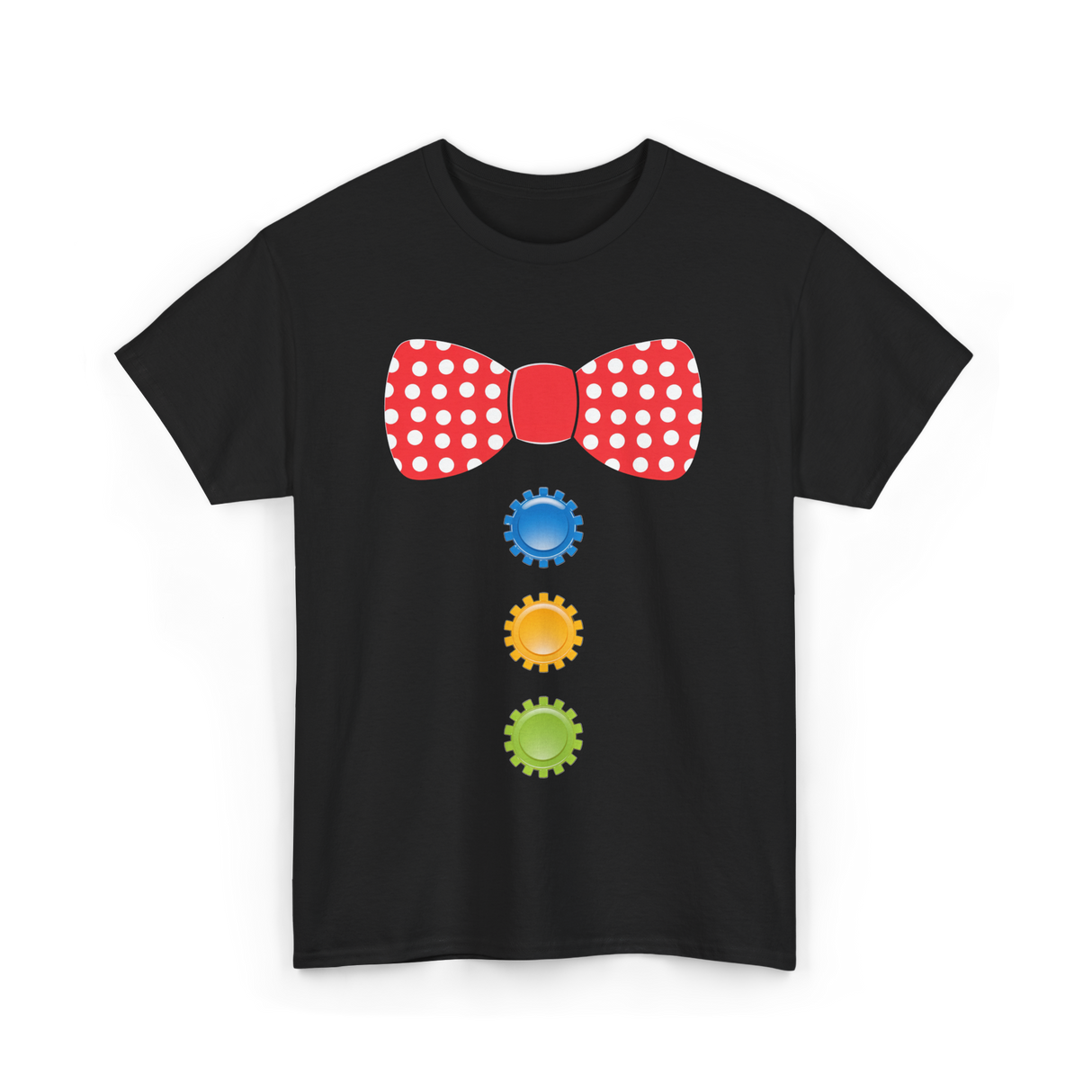 Red Polka Dot Bow Tie Costume T-Shirt - Black