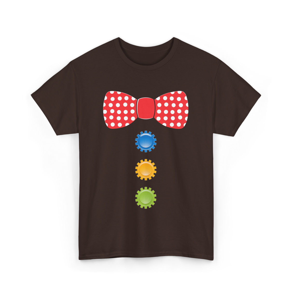 Red Polka Dot Bow Tie Costume T-Shirt - Dark Chocolate