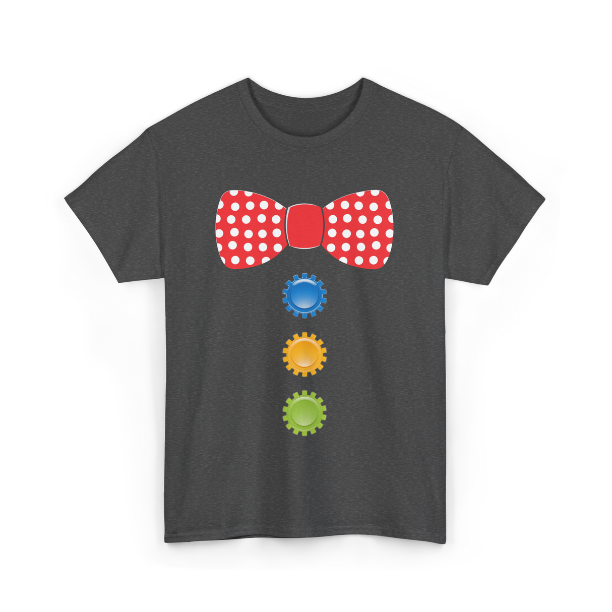 Red Polka Dot Bow Tie Costume T-Shirt - Dark Heather