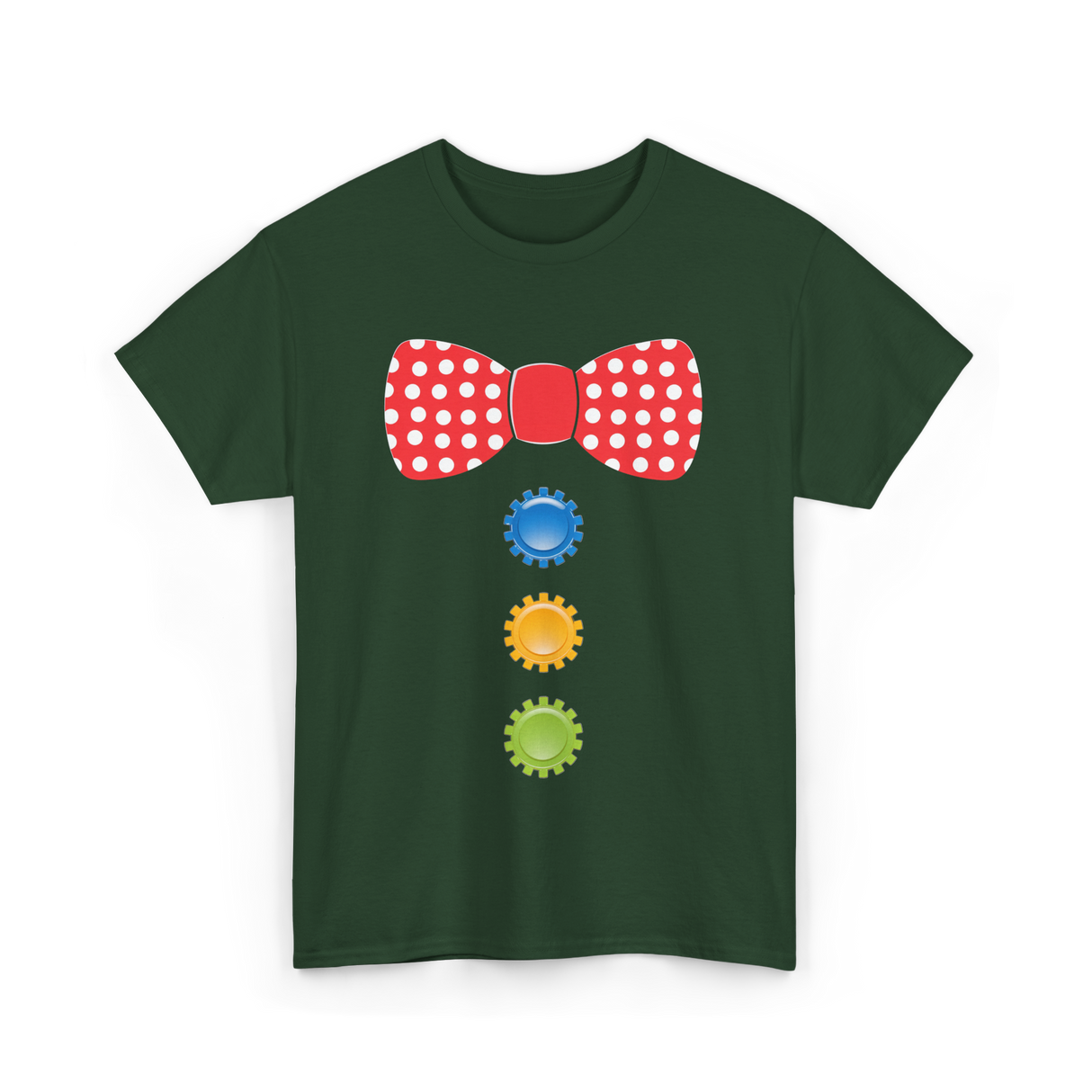 Red Polka Dot Bow Tie Costume T-Shirt - Forest Green