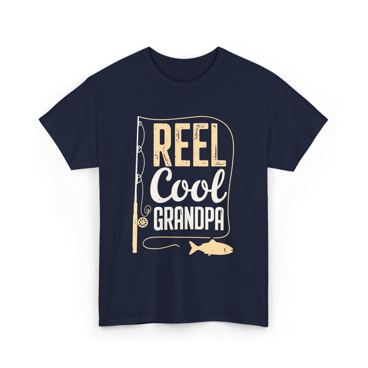 Reel Cool Grandpa Fishing Grandpa T-Shirt - Navy