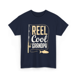 Reel Cool Grandpa Fishing Grandpa T-Shirt - Navy