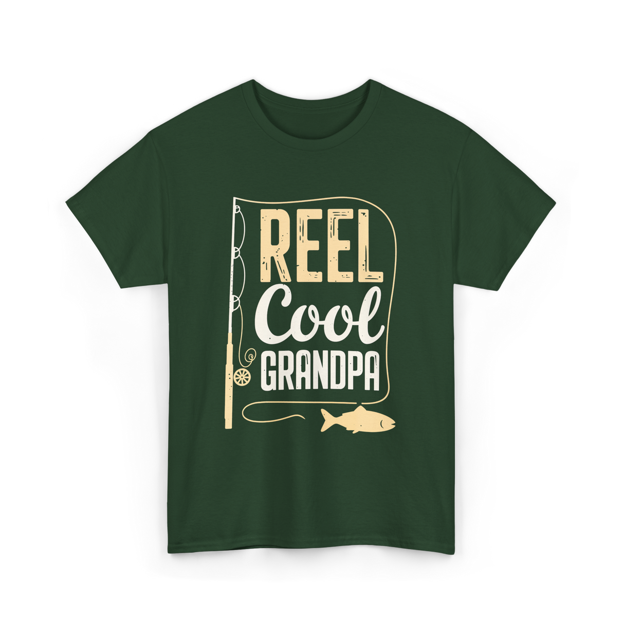 Reel Cool Grandpa Fishing Grandpa T-Shirt - Forest Green