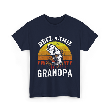 Reel Cool Grandpa Fishing Grandpa T-Shirt - Navy