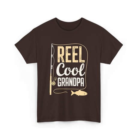 Reel Cool Grandpa Fishing Grandpa T-Shirt - Dark Chocolate