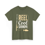 Reel Cool Grandpa Fishing Grandpa T-Shirt - Military Green