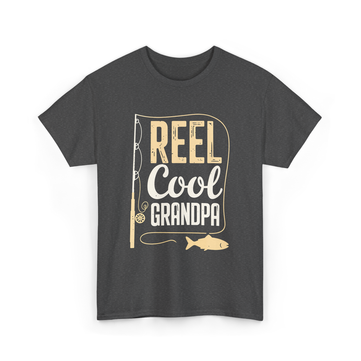 Reel Cool Grandpa Fishing Grandpa T-Shirt - Dark Heather