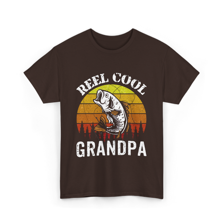 Reel Cool Grandpa Fishing Grandpa T-Shirt - Dark Chocolate