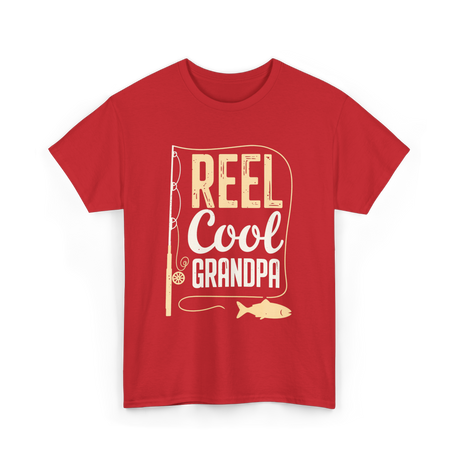 Reel Cool Grandpa Fishing Grandpa T-Shirt - Red