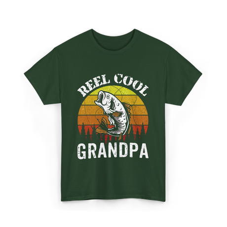 Reel Cool Grandpa Fishing Grandpa T-Shirt - Forest Green