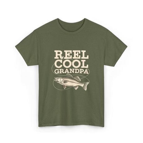 Reel Cool Grandpa Fishing T-Shirt - Military Green