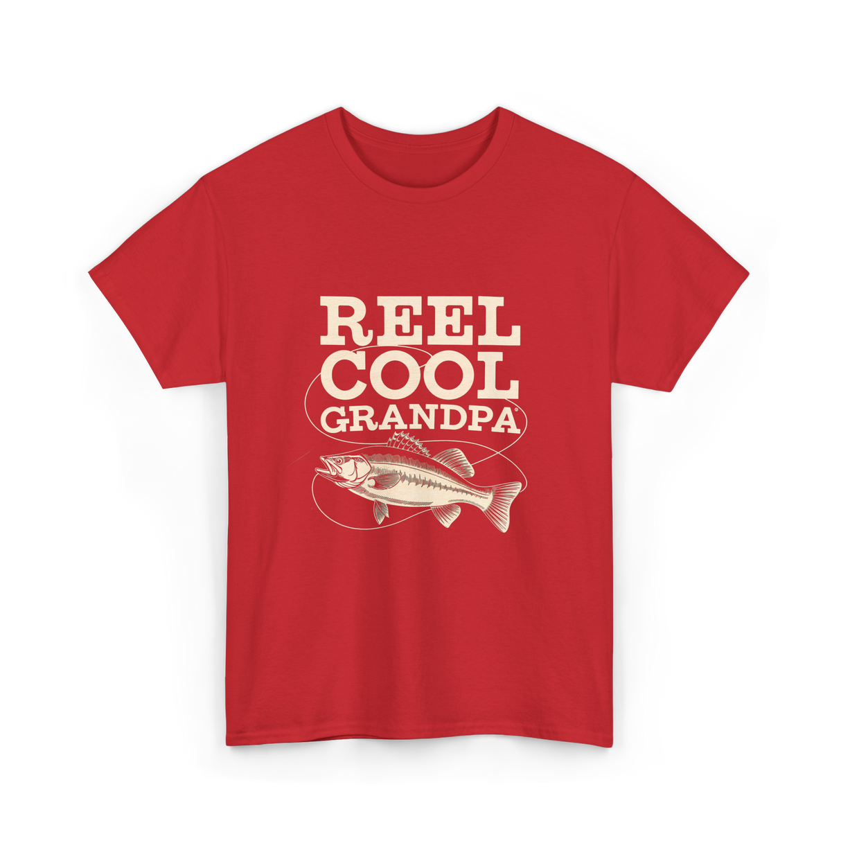 Reel Cool Grandpa Fishing T-Shirt - Red