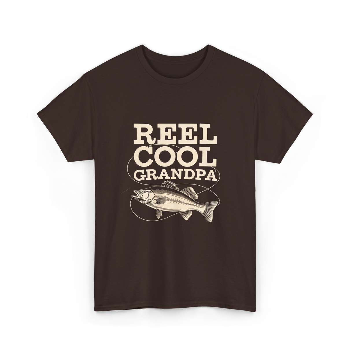 Reel Cool Grandpa Fishing T-Shirt - Dark Chocolate