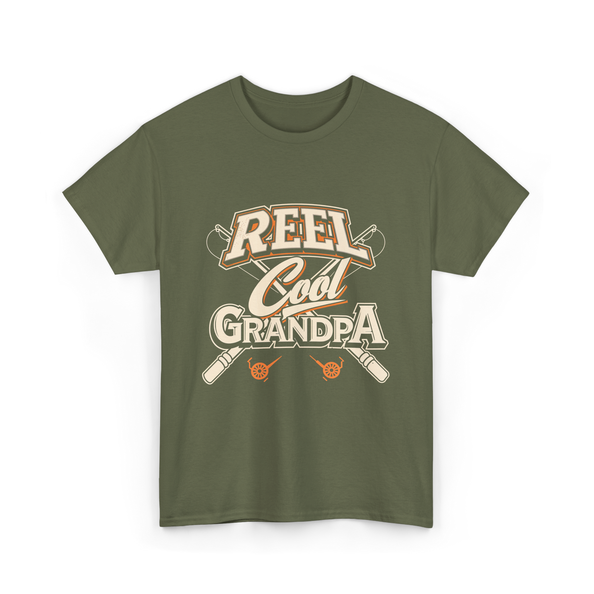 Reel Cool Grandpa Fishing T-Shirt - Military Green