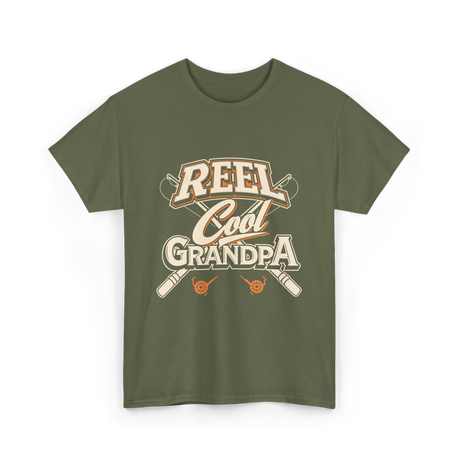 Reel Cool Grandpa Fishing T-Shirt - Military Green