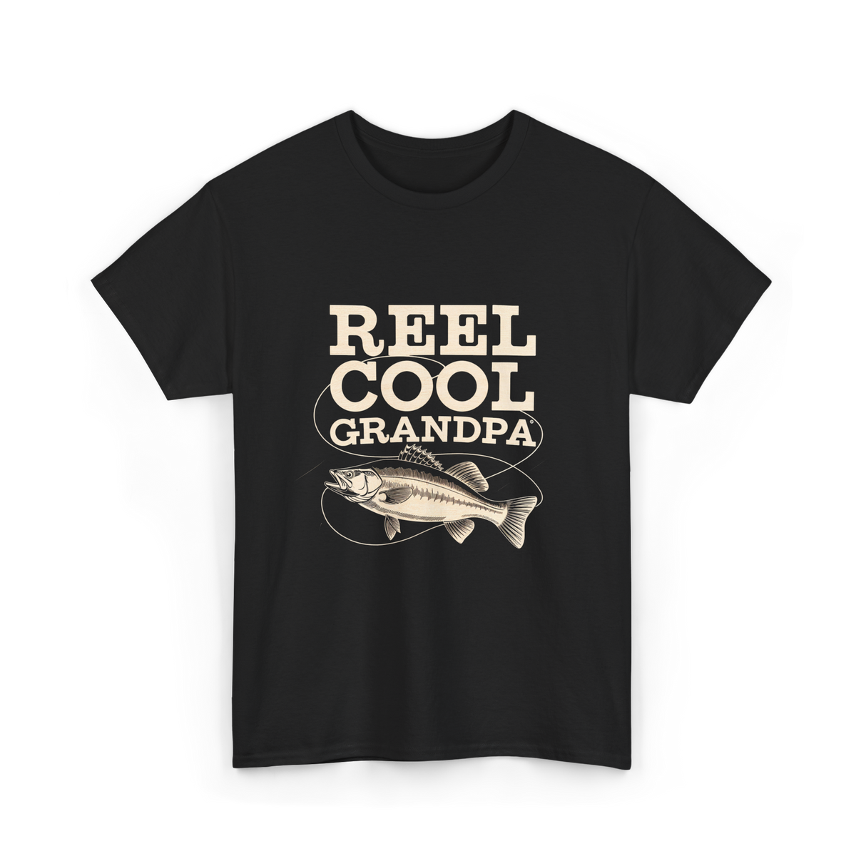 Reel Cool Grandpa Fishing T-Shirt - Black