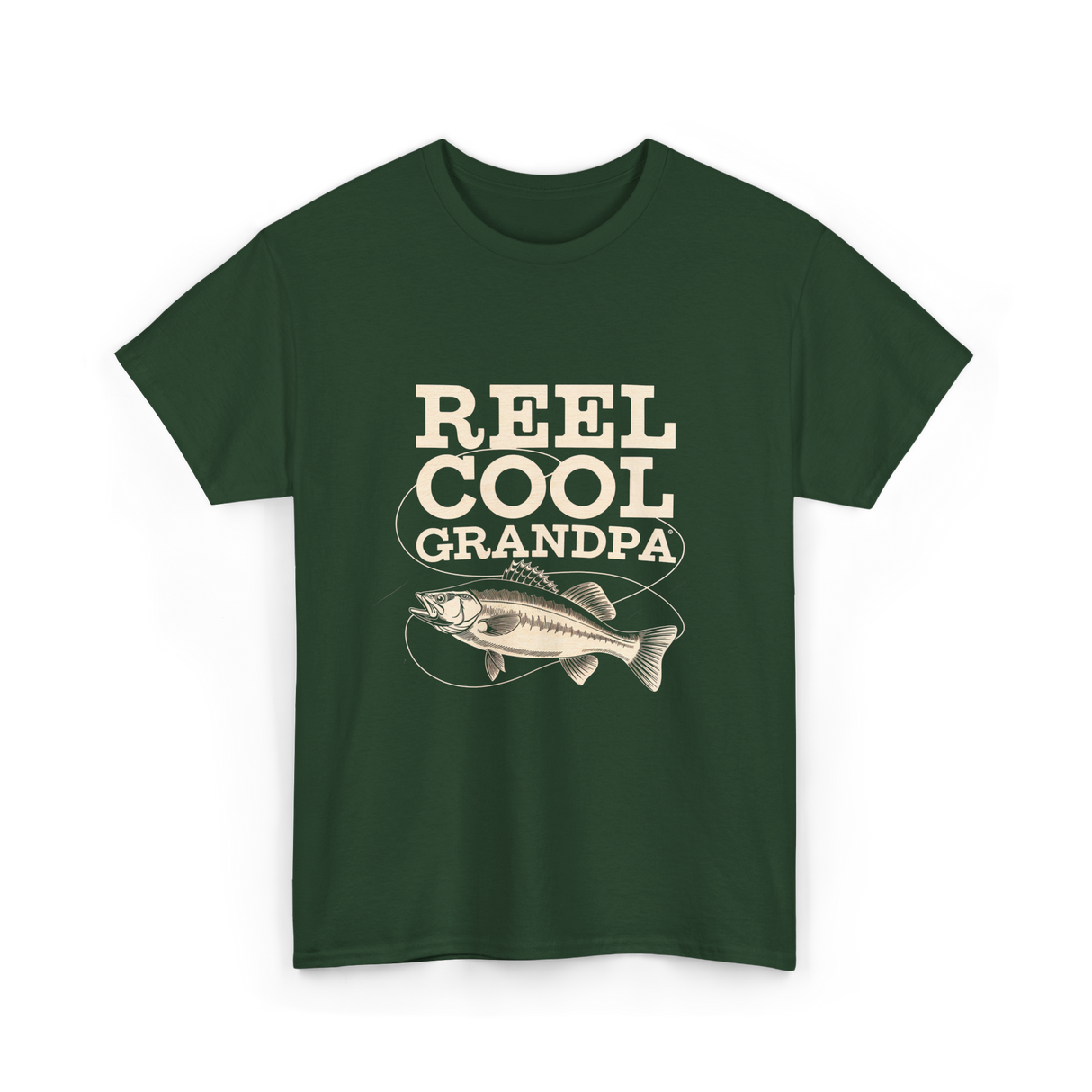 Reel Cool Grandpa Fishing T-Shirt - Forest Green