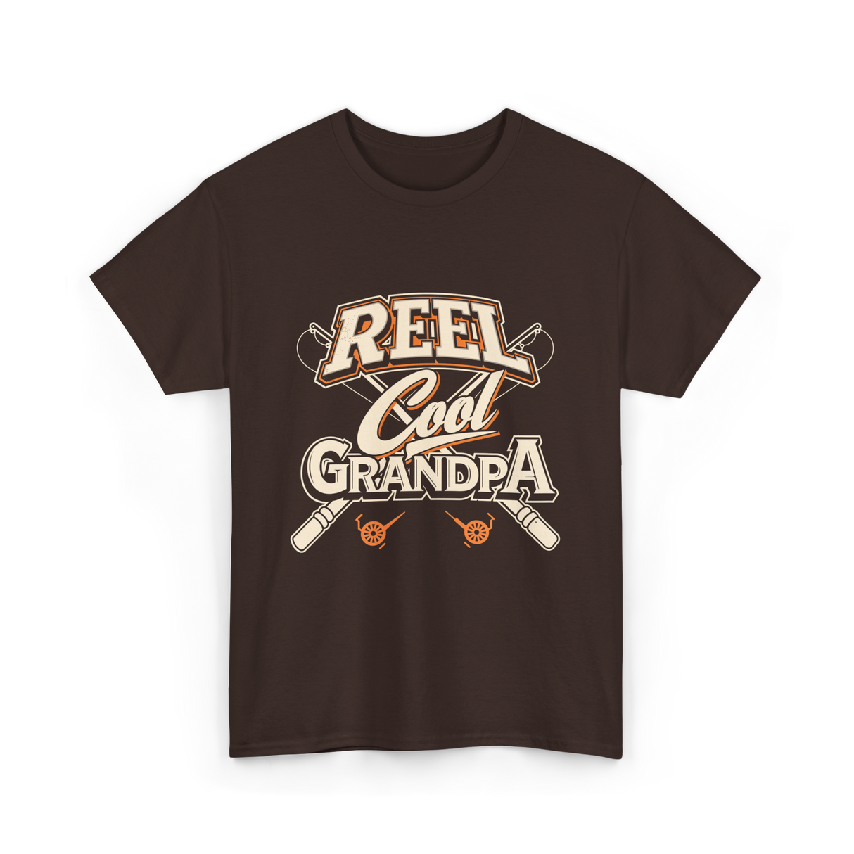 Reel Cool Grandpa Fishing T-Shirt - Dark Chocolate