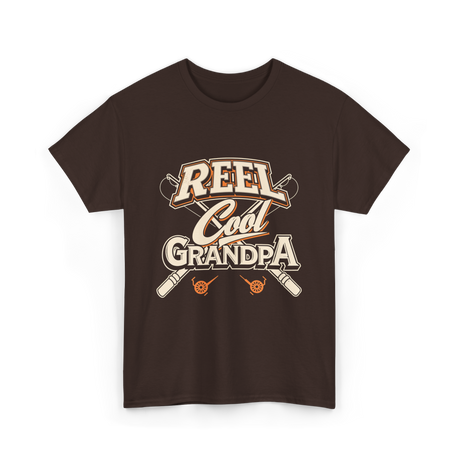 Reel Cool Grandpa Fishing T-Shirt - Dark Chocolate