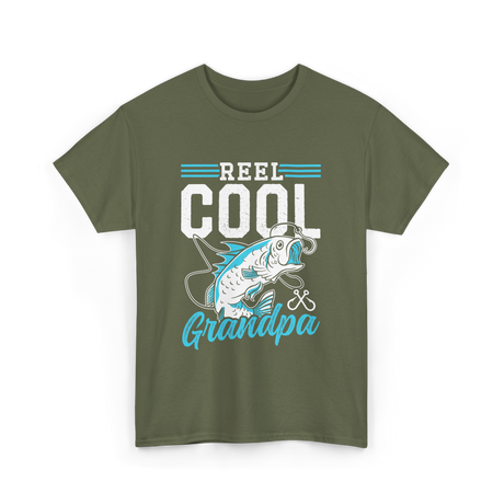 Reel Cool Grandpa Fishing T-Shirt - Military Green