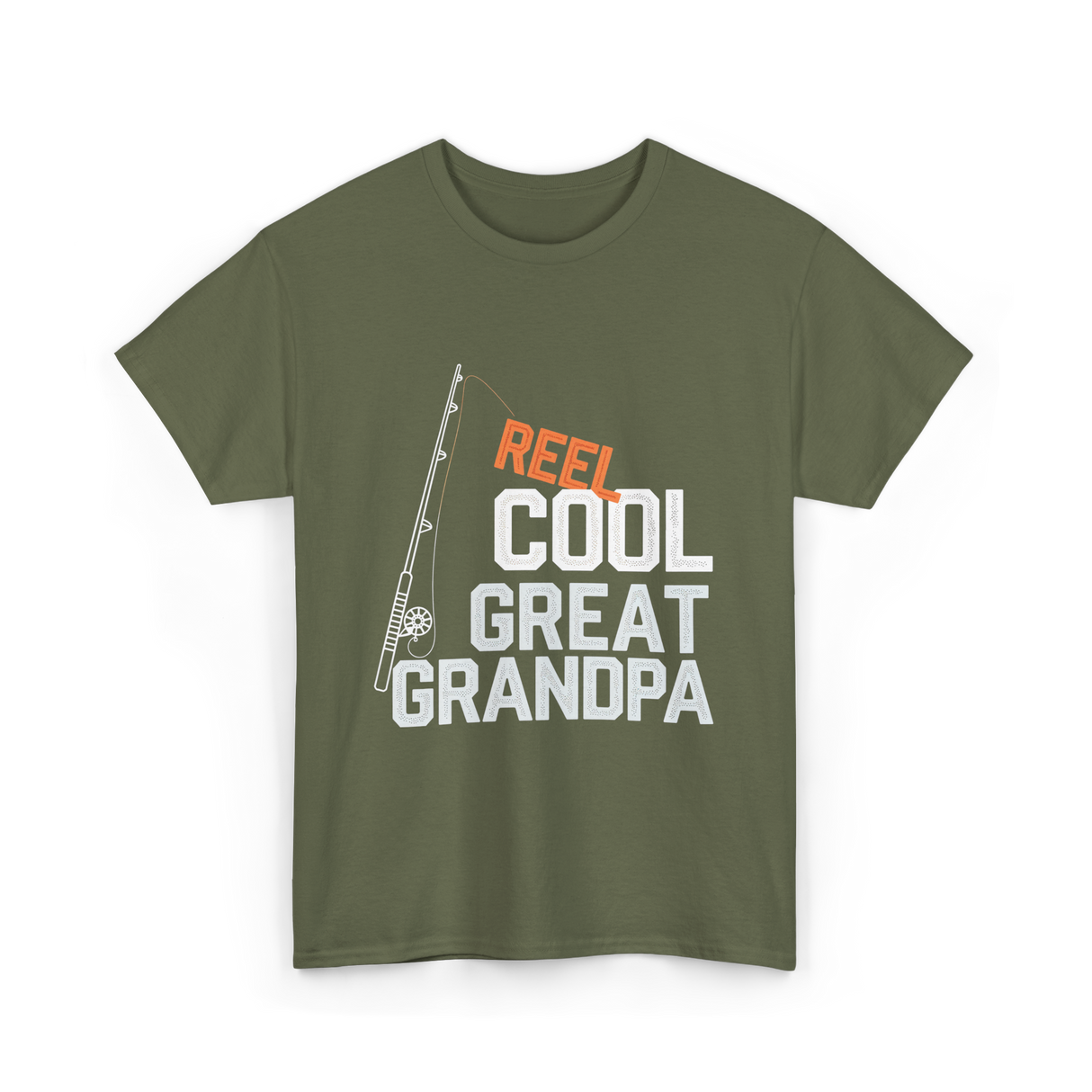 Reel Cool Great Grandpa Fishing T-Shirt - Military Green