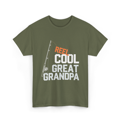 Reel Cool Great Grandpa Fishing T-Shirt - Military Green