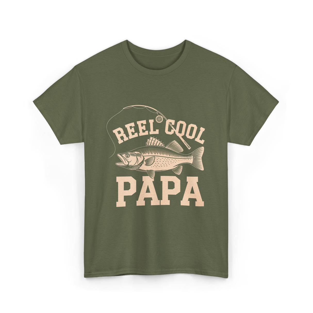 Reel Cool Papa Fishing T-Shirt - Military Green