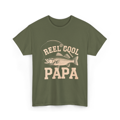 Reel Cool Papa Fishing T-Shirt - Military Green