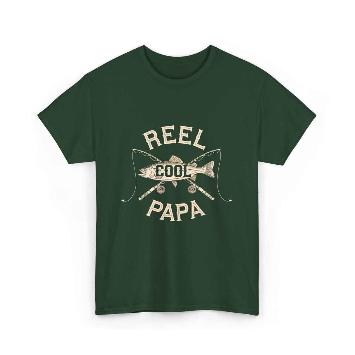 Reel Cool Papa Fishing T-Shirt - Forest Green