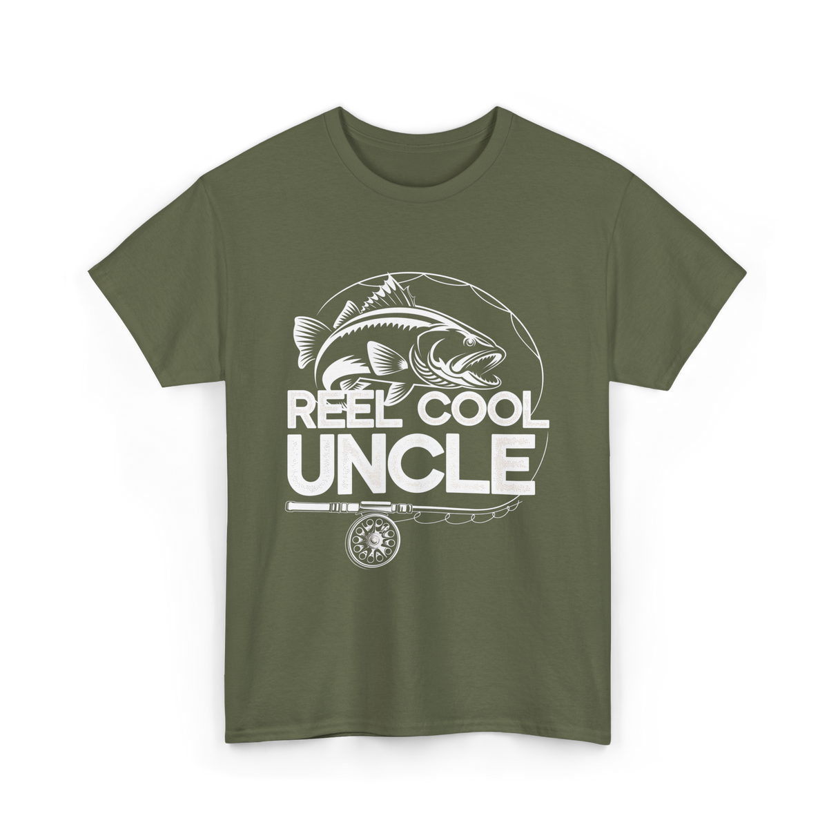 Reel Cool Uncle Fishing Uncle T-Shirt - Military Green