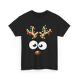 Reindeer Face Christmas Kids T-Shirt - Black