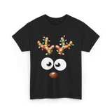 Reindeer Face Christmas Kids T-Shirt - Black