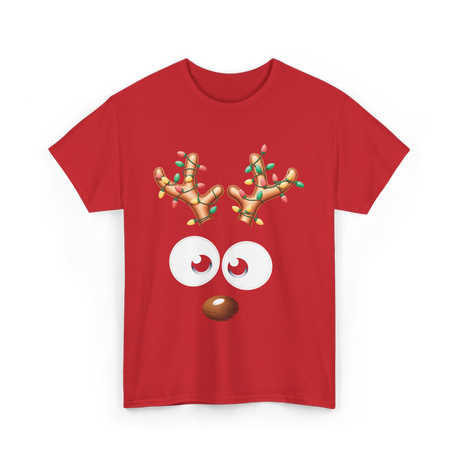 Reindeer Face Christmas Kids T-Shirt - Red