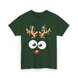 Reindeer Face Christmas Kids T-Shirt - Forest Green