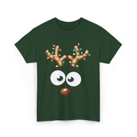 Reindeer Face Christmas Kids T-Shirt - Forest Green