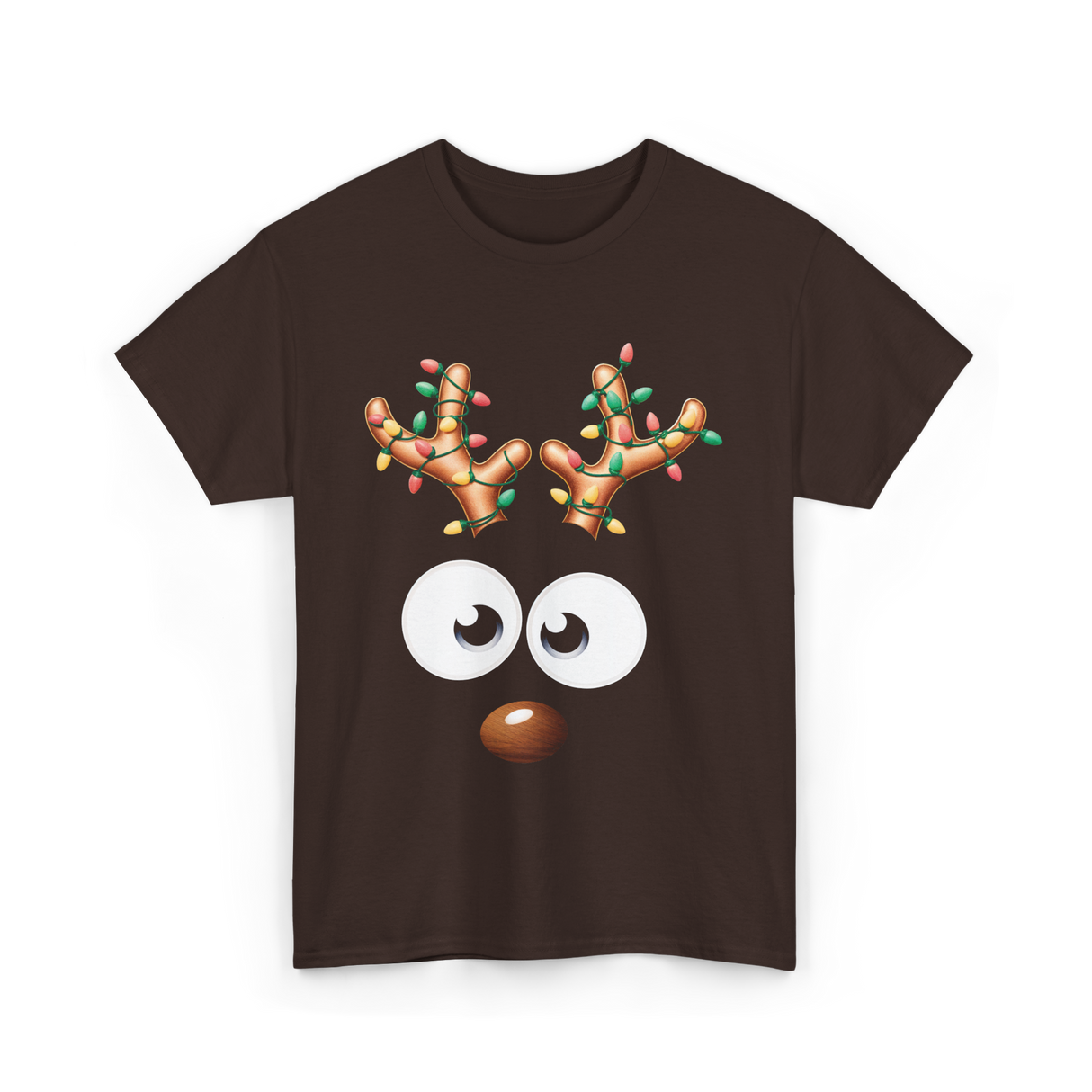 Reindeer Face Christmas Kids T-Shirt - Dark Chocolate