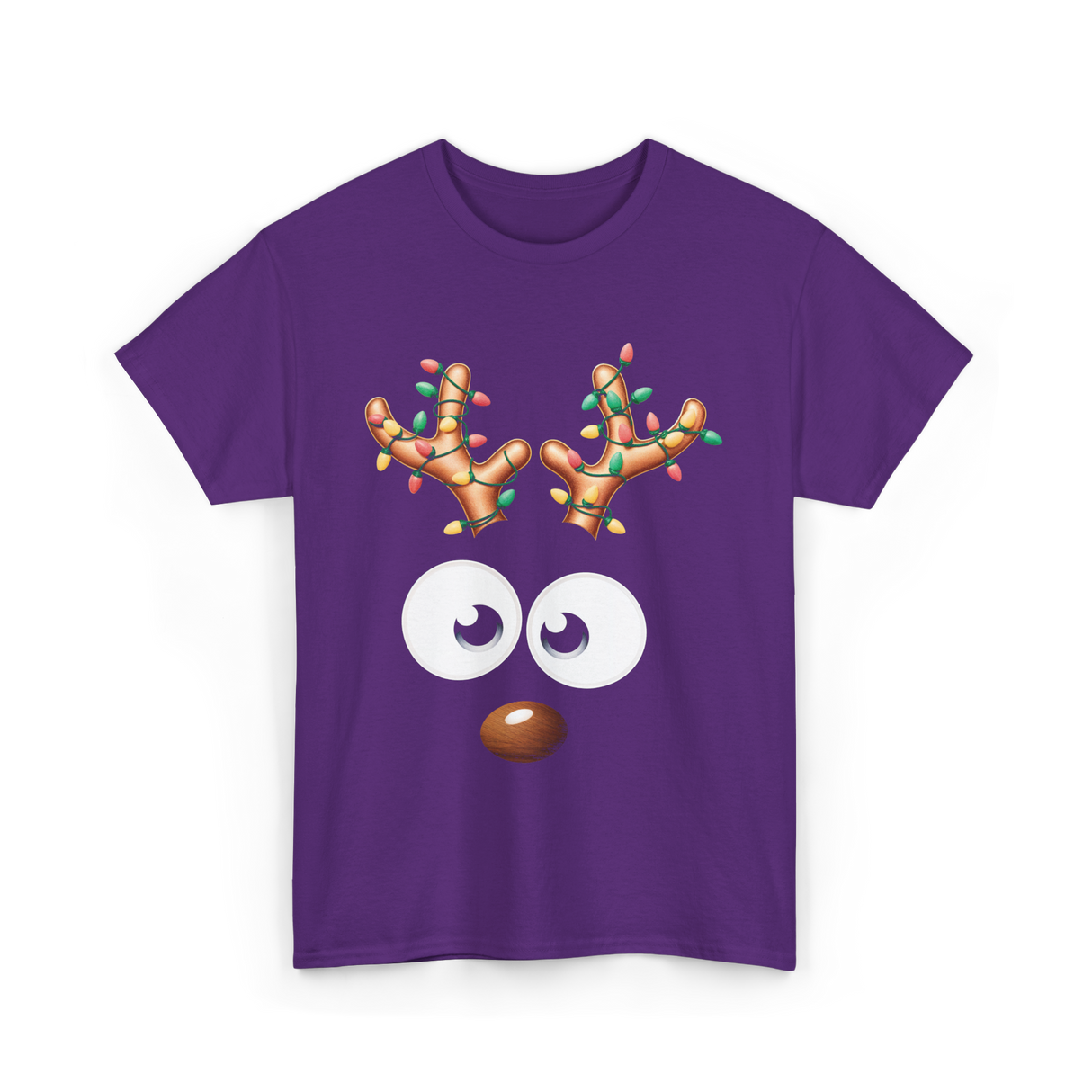 Reindeer Face Christmas Kids T-Shirt - Purple