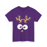 Reindeer Face Christmas Kids T-Shirt - Purple